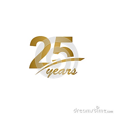 25 Years Anniversary elegant Gold Line Celebration Vector Template Design Illustration Vector Illustration