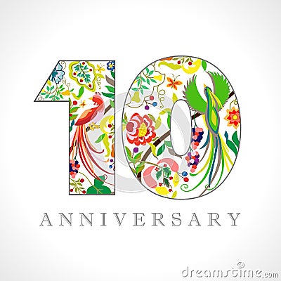 10 years anniversary elegant logo Vector Illustration