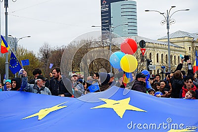 60 years anniversary of European Union in Bucharest, Romania Editorial Stock Photo