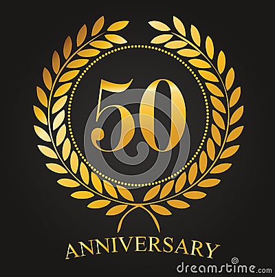 50 Years Anniversary Golden Label Vector Illustration