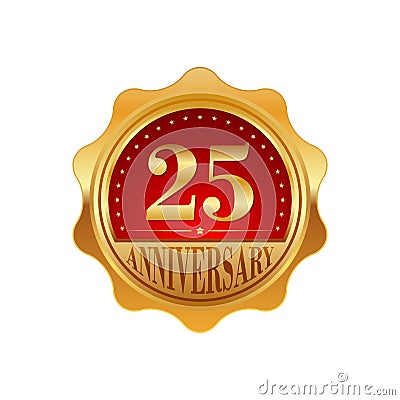 25 years anniversary golden label Vector Illustration