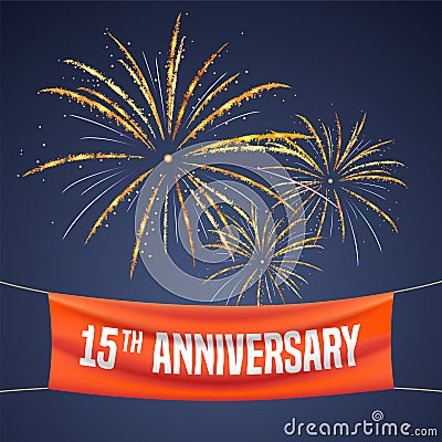 15 years anniversary illustration, banner, flyer, logo Cartoon Illustration