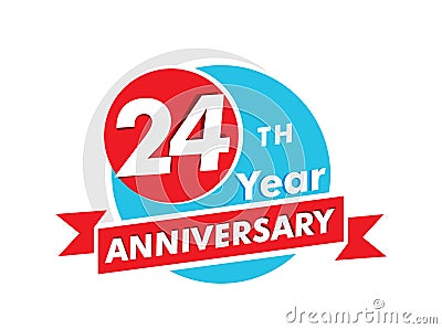 24 years anniversary logotype. Celebration 24th anniversary celebration design Vector Illustration