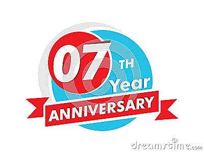 07 years anniversary logotype. Celebration 07th anniversary celebration design Vector Illustration