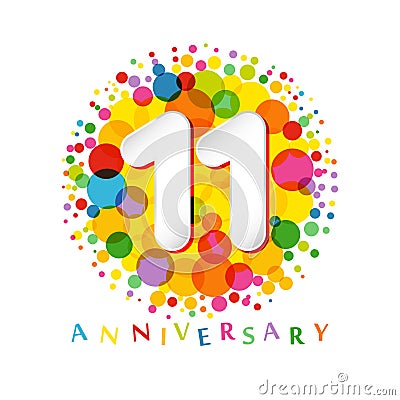 11 years anniversary paper colorful logo Vector Illustration