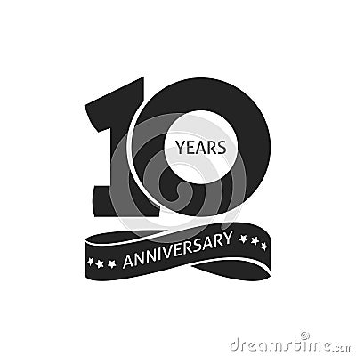 10 years anniversary pictogram vector icon, 10th year birthday logo label Vector Illustration