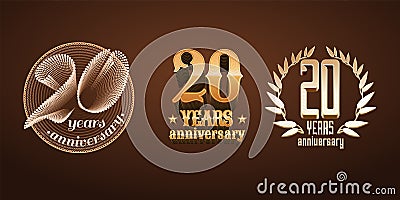 20 years anniversary set of vector logo, icon, number Vector Illustration