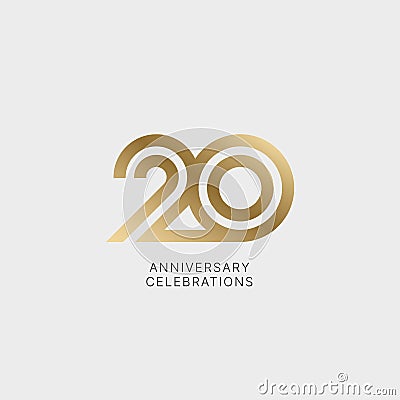 20 years anniversary sign isolated for celebration event. Vector Illustration