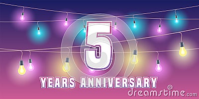 5 years anniversary vector icon, banner Vector Illustration