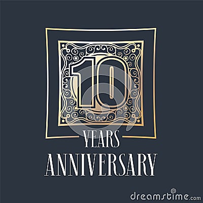10 years anniversary vector icon, logo Vector Illustration