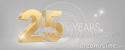 25 years anniversary vector icon, logo. Isolated graphic design with 3D number for 25th anniversary Vector Illustration