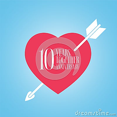 10 years anniversary of wedding or marriage vector icon, illustration Vector Illustration