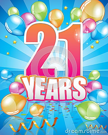 21 years birthday card Vector Illustration