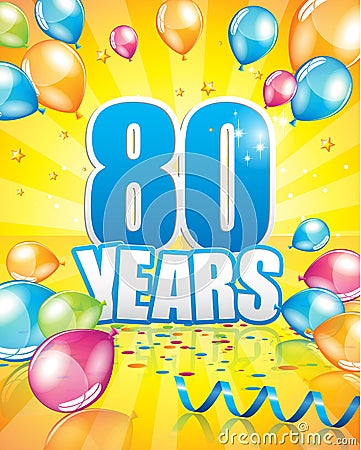 80 years birthday card Vector Illustration