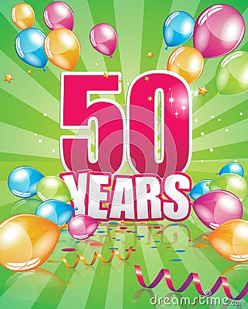 50 years birthday card Vector Illustration