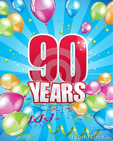 90 years birthday card Vector Illustration