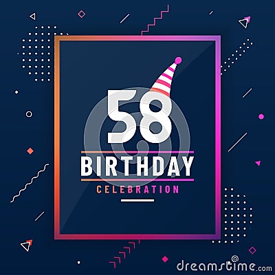 58 years birthday greetings card, 58 birthday celebration background colorful free vector Vector Illustration
