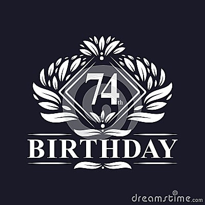 74 years Birthday Logo, Luxury 74th Birthday Celebration Vector Illustration