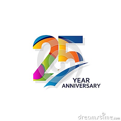 25 Years Elegant Anniversary Celebration Vector Template Design Illustration Vector Illustration