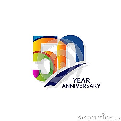 50 Years Elegant Anniversary Celebration Vector Template Design Illustration Vector Illustration