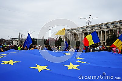 60 years of European Union anniversary, Bucharest, Romania Editorial Stock Photo