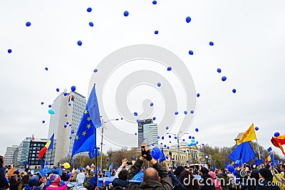 60 years of European Union anniversary, Bucharest, Romania Editorial Stock Photo