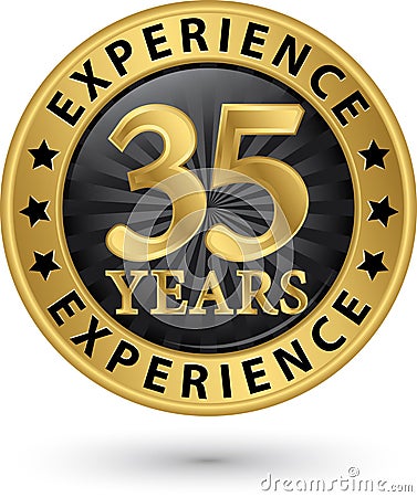 35 years experience gold label, vector illustration Vector Illustration