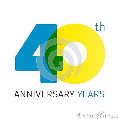 40 years old celebrating classic logo. Vector Illustration