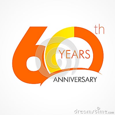 60 years old celebrating classic logo. Vector Illustration