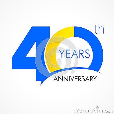 40 years old celebrating classic logo. Vector Illustration