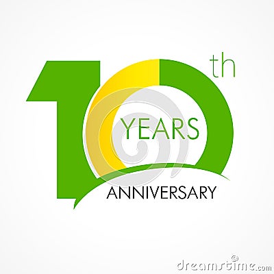 10 years old celebrating classic logo. Vector Illustration