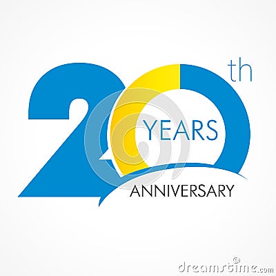 20 years old celebrating classic logo. Vector Illustration