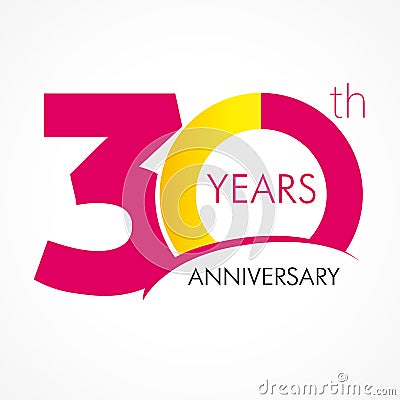 30 years old celebrating classic logo. Vector Illustration