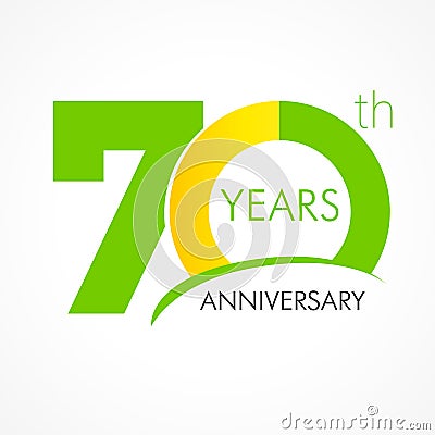 70 years old celebrating classic logo. Vector Illustration
