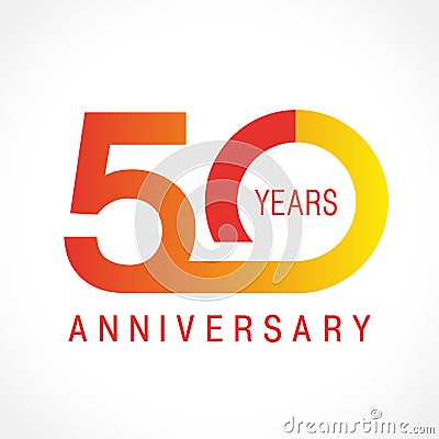 50 years old celebrating classic logo. Vector Illustration