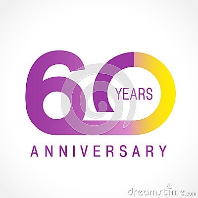 60 years old celebrating classic logo. Vector Illustration