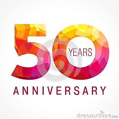 50 years old celebrating fiery logo Vector Illustration