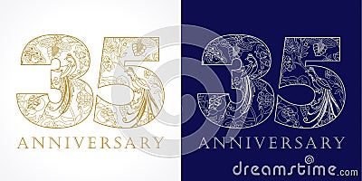 35 years old luxurious celebrating folk numbers. Vector Illustration