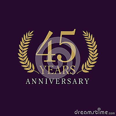 45 years old luxurious logo. Vector Illustration