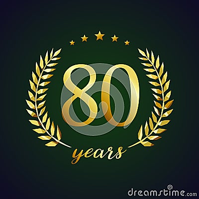 80 years old luxurious logo Vector Illustration