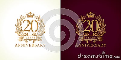 20 anniversary luxury logo. Vector Illustration