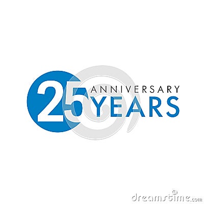 25 years old round logo. Vector Illustration