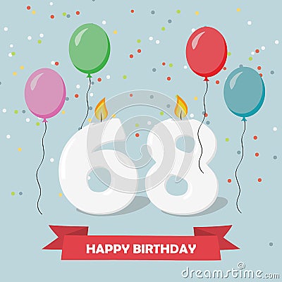 68 years selebration. Happy Birthday greeting card Stock Photo