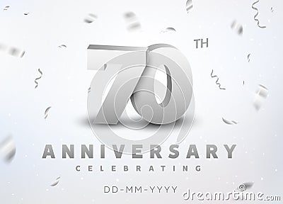 70 years silver number anniversary celebration event. Anniversary banner ceremony design for 70 age Vector Illustration