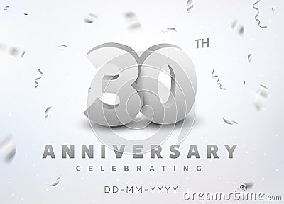 30 years silver number anniversary celebration event. Anniversary banner ceremony design for 30 age Stock Photo