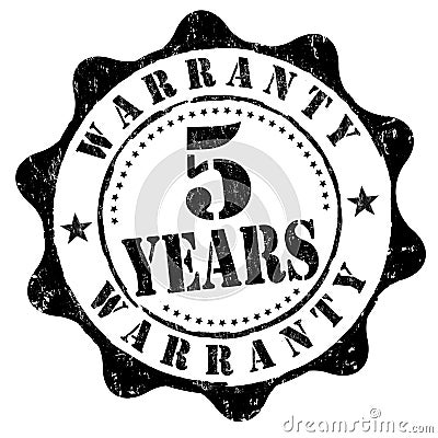 5 years warranty grunge rubber stamp Vector Illustration