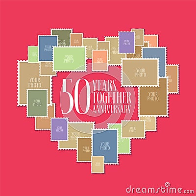 50 years of wedding or marriage vector icon, illustration Vector Illustration