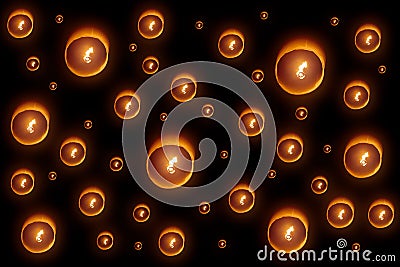 Yee Peng Lantern or Yi Peng Fire Paper Lamp rising over night Stock Photo