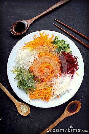 Yee Sang. chinese food Stock Photo