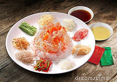 Yee Sang, a Chinese new year celebration dish Stock Photo